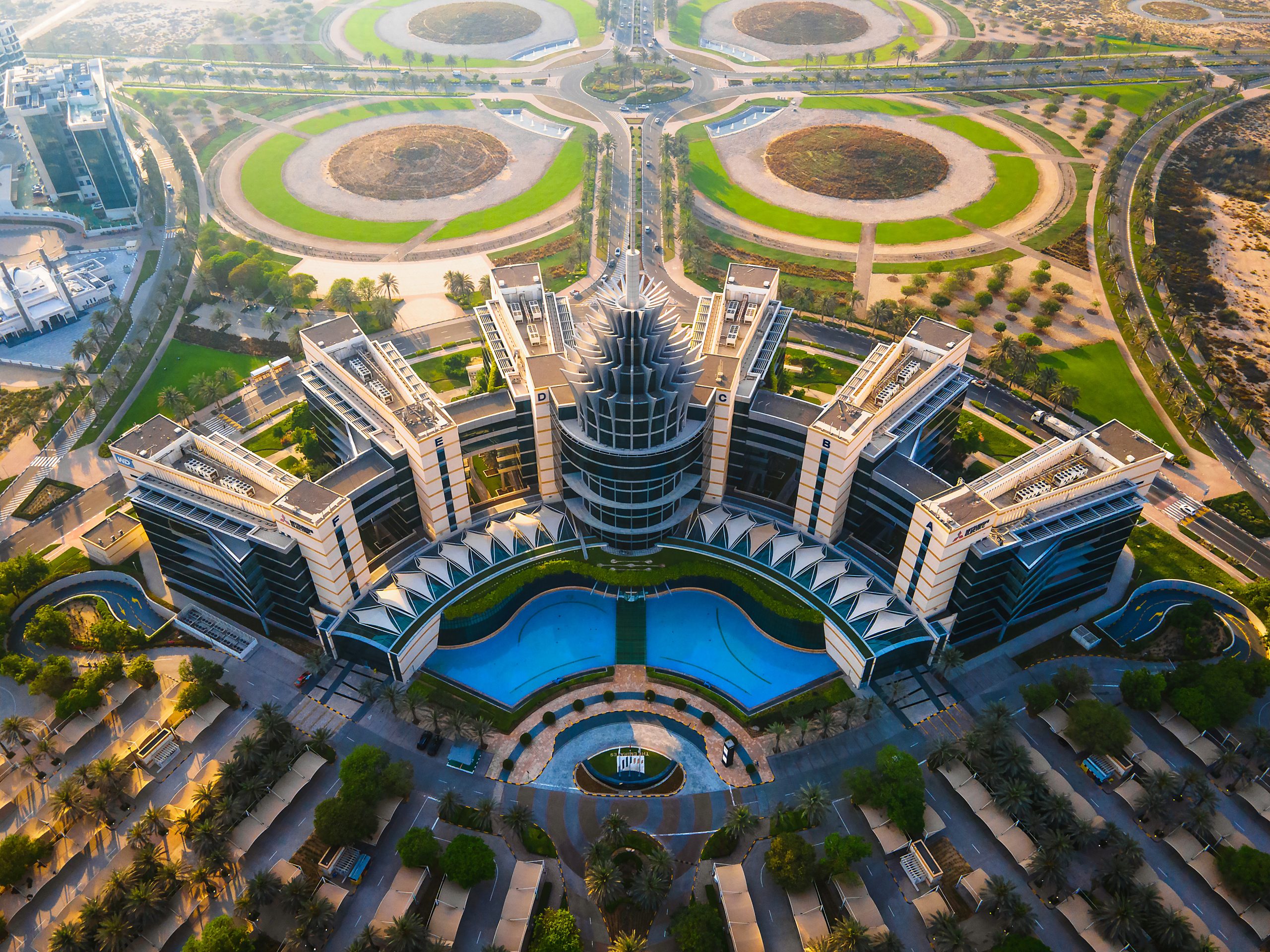 Dubai Silicon Oasis in Dubai Emirate Suburbs at United Arab Emirates Aerial View